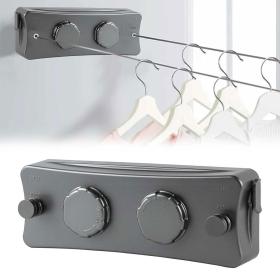 Double Corde à Linge Rétractable 2 x 5,1m en Acier Inoxydable Capacité 40KG – حبل غسيل مزدوج قابل للسحب