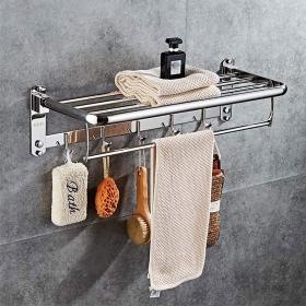 Porte-serviettes mural pliable en acier inoxydable avec crochets GM – علاقة مناشف قابلة للطي
